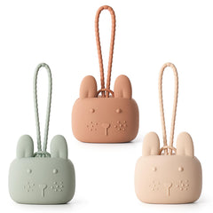 ROCCED pacifier holder case featuring a bunny design keeps pacifiers within reach on the go