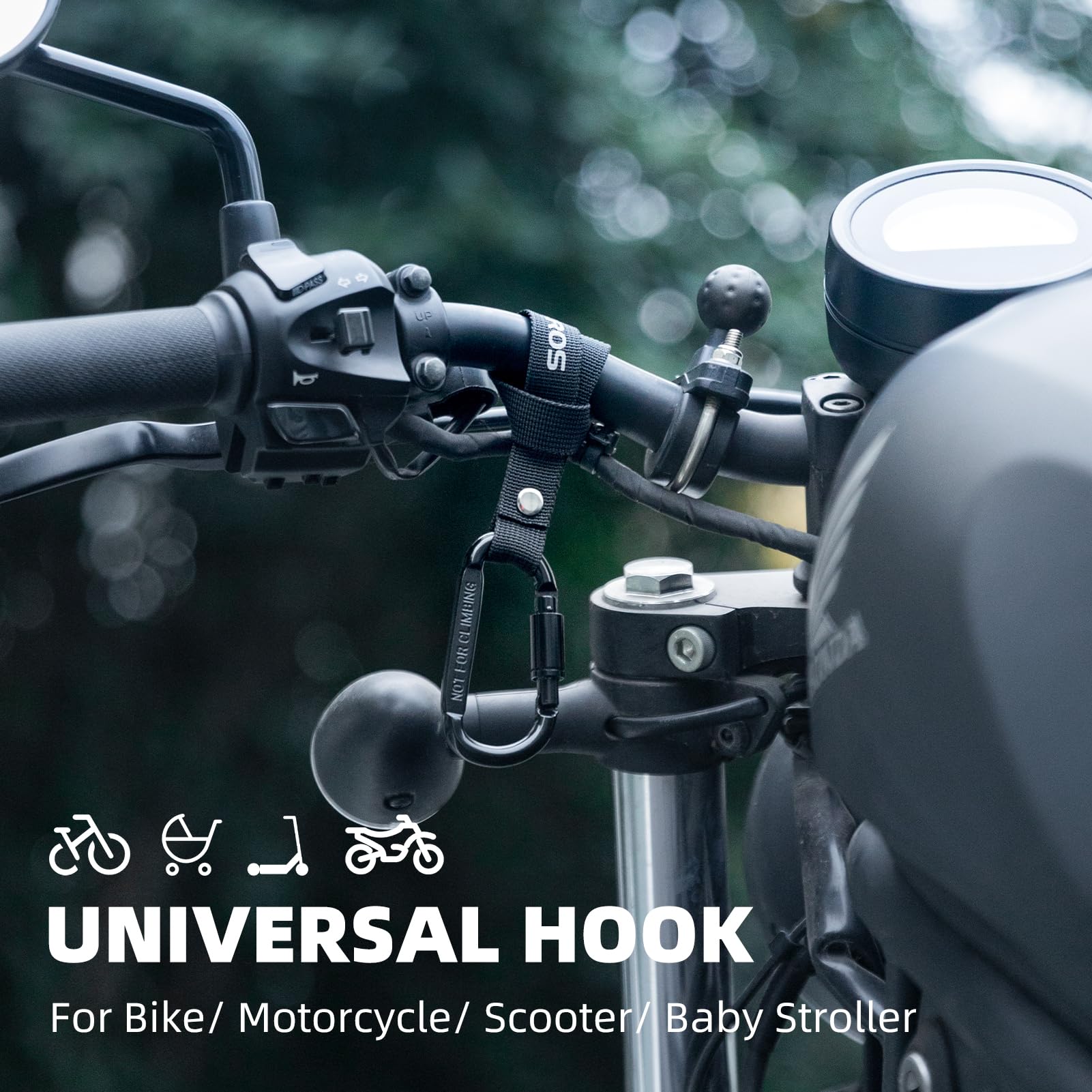 RockBROS handlebar hook loaded to 30kg showing heavy-duty capacity
