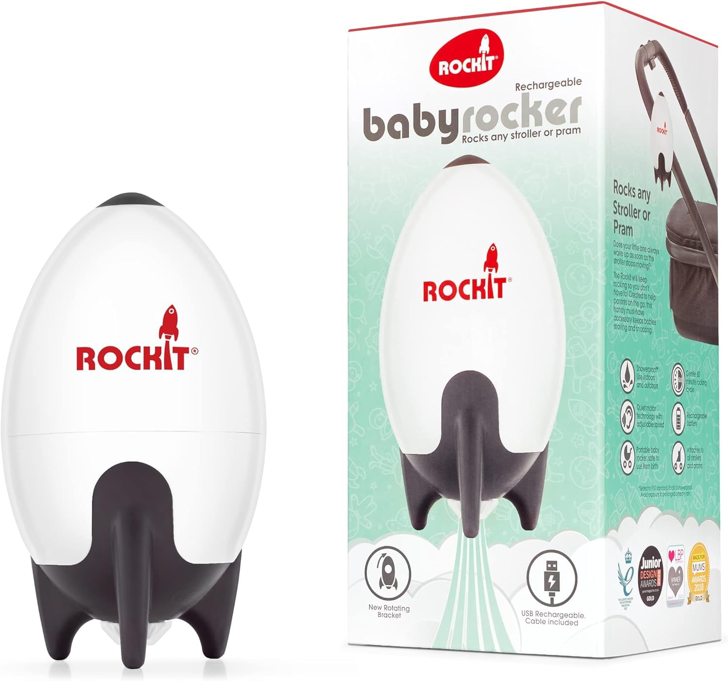 Rockit Baby Rocker on the go gently soothes baby in the stroller