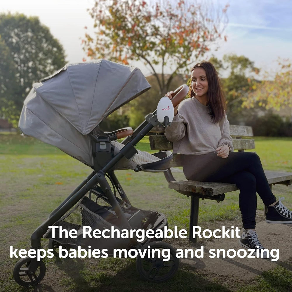 Rockit portable sleep aid in use calms a restless baby