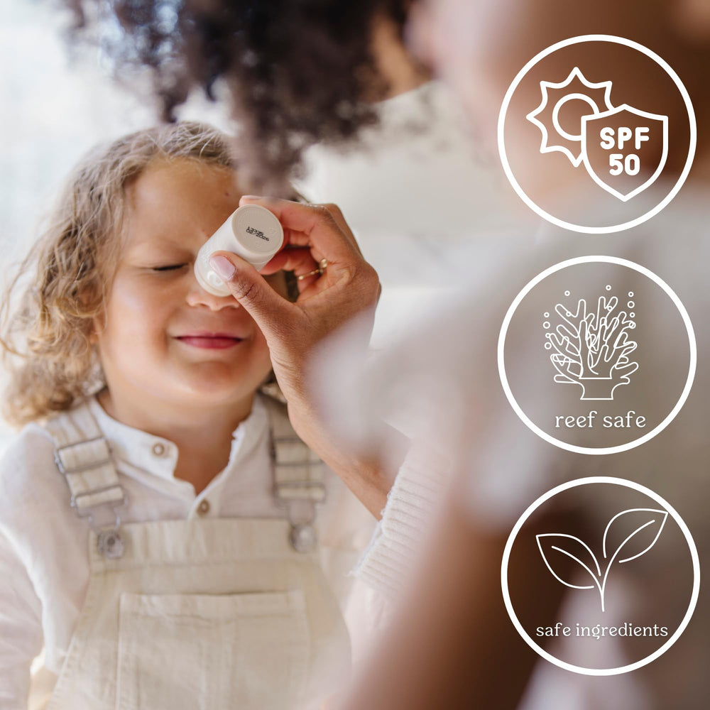 Roe Wellness SPF 50 stick used on scalp for full-body coverage, including tricky spots.