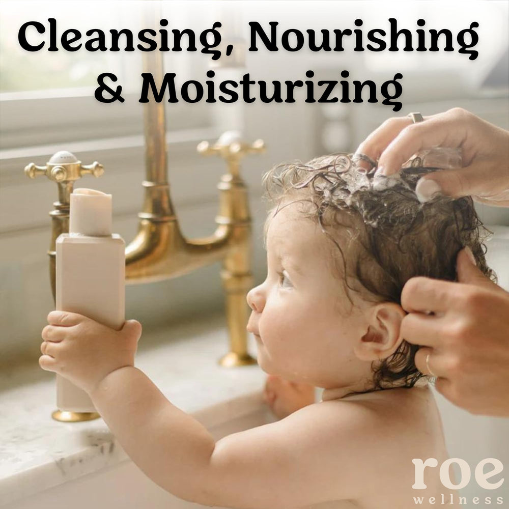 Roe Wellness foaming lather demonstrating mild cleansing for daily use