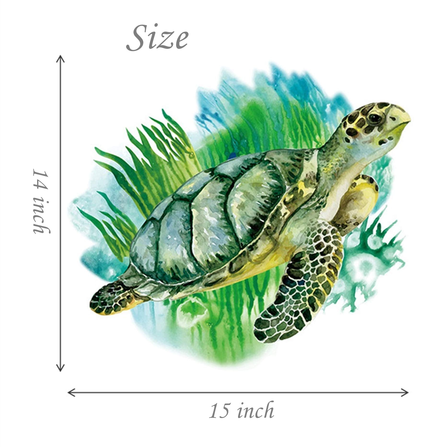 ROFARSO green sea turtle wall sticker ideal for playrooms on smooth surfaces