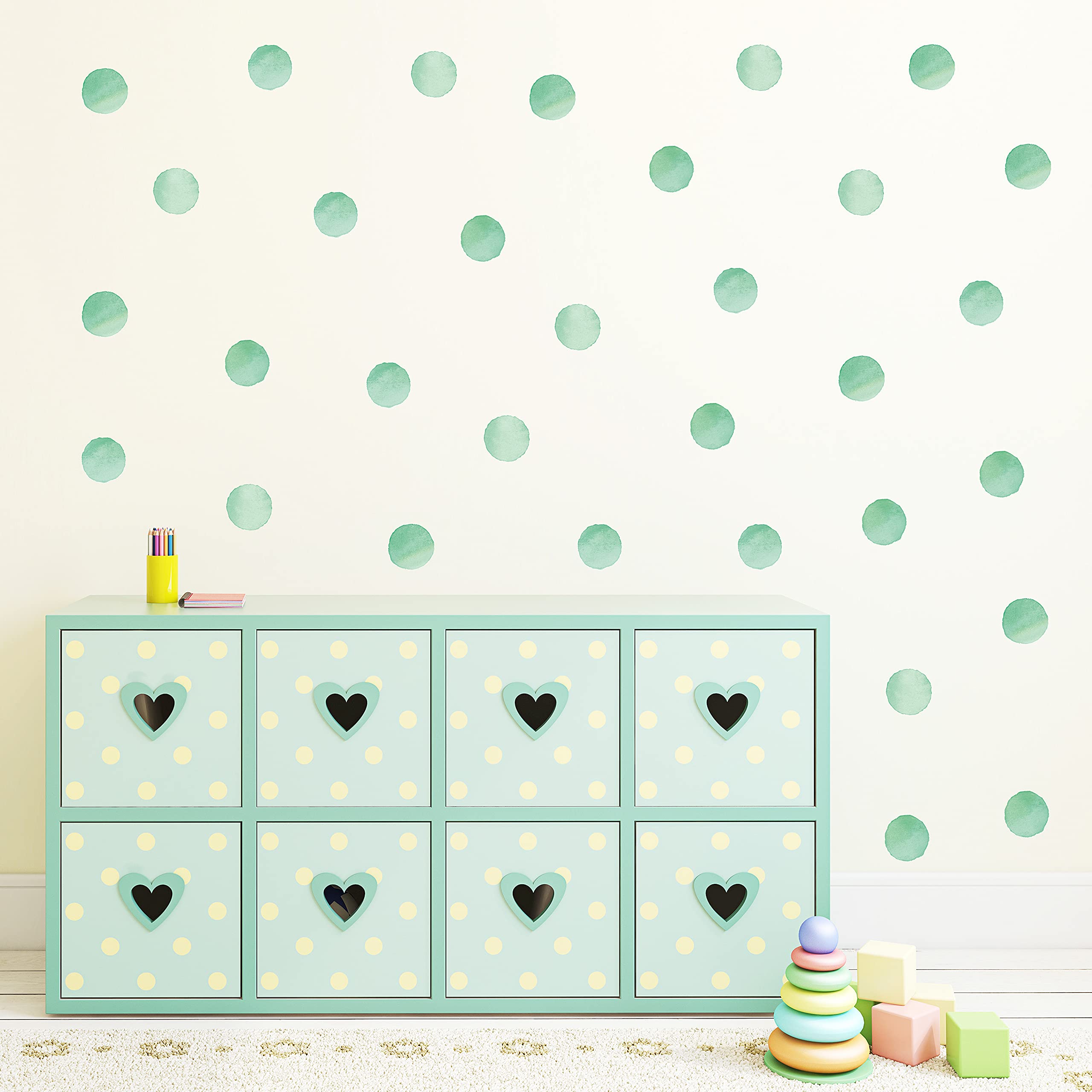 ROFARSO nursery wall decals in mint dots for playful room design.