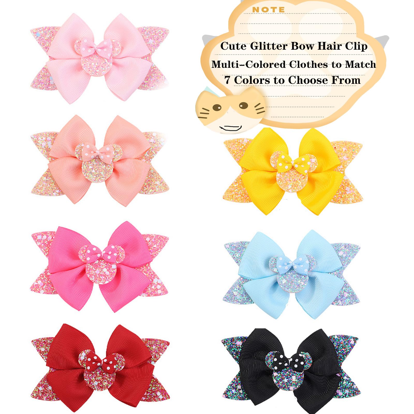 Roffiy black bows with reinforced clips resist glitter shedding