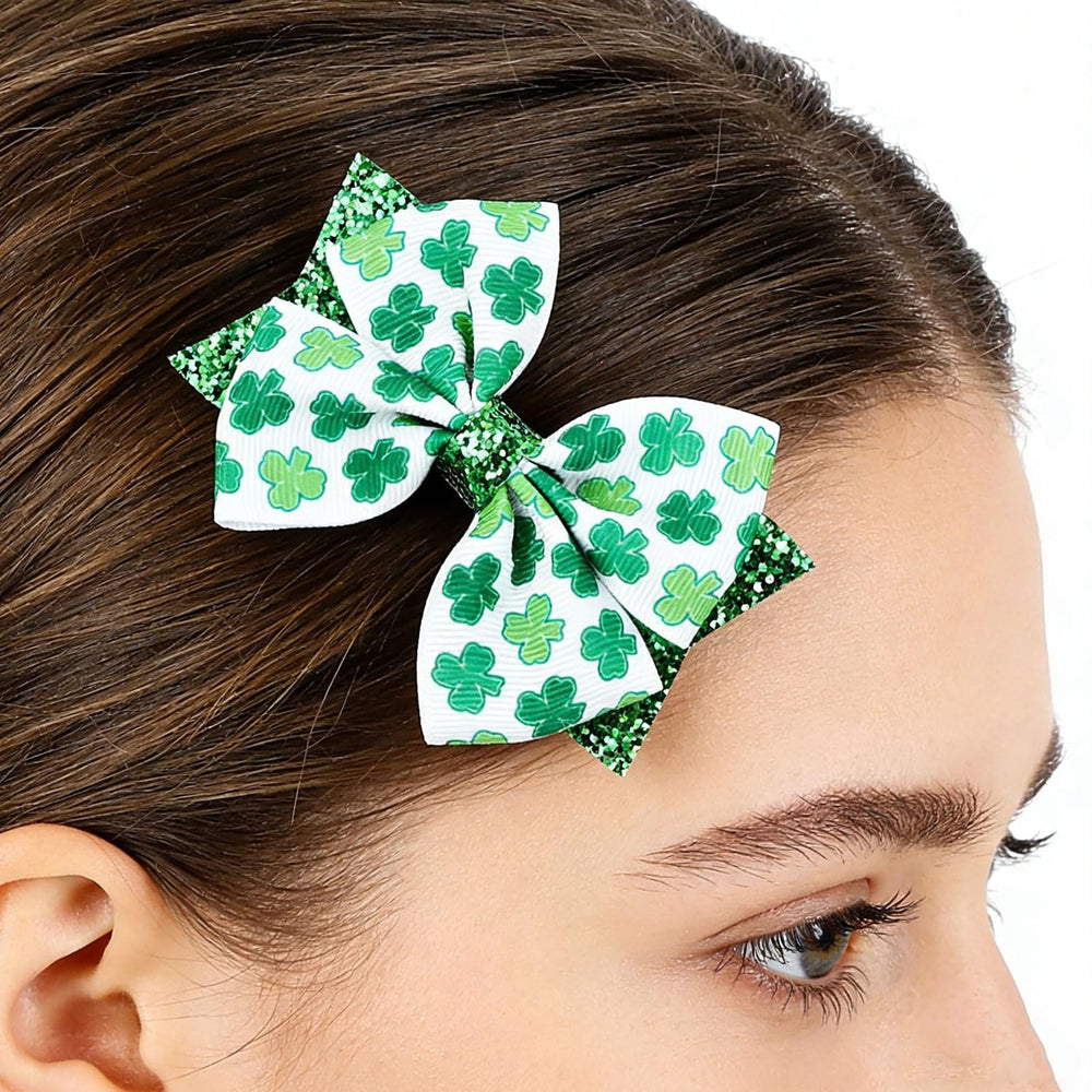Roffiy barrette pair worn together suggests coordinated festive outfits.