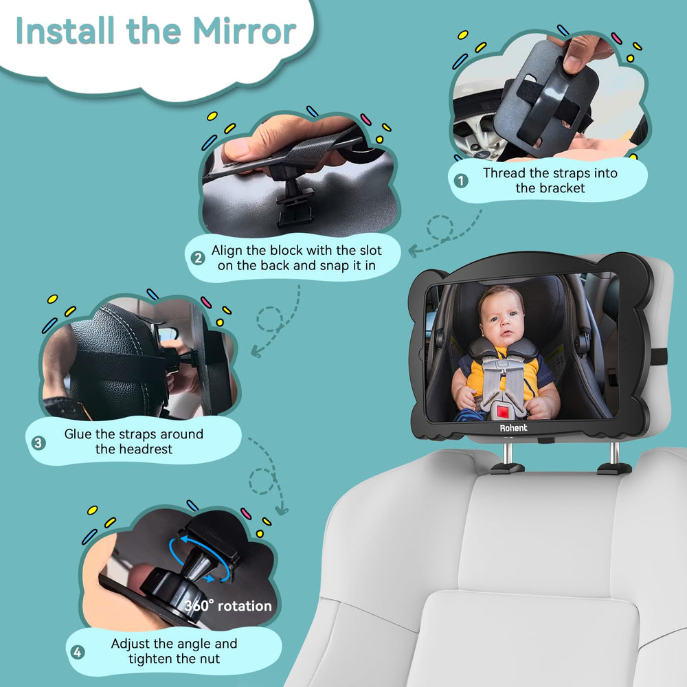 Rohent carseat mirror compact and lightweight for travel