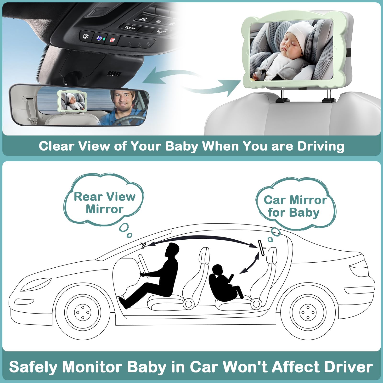 Rohent mirror tea-green frame adds calm aesthetics during drives