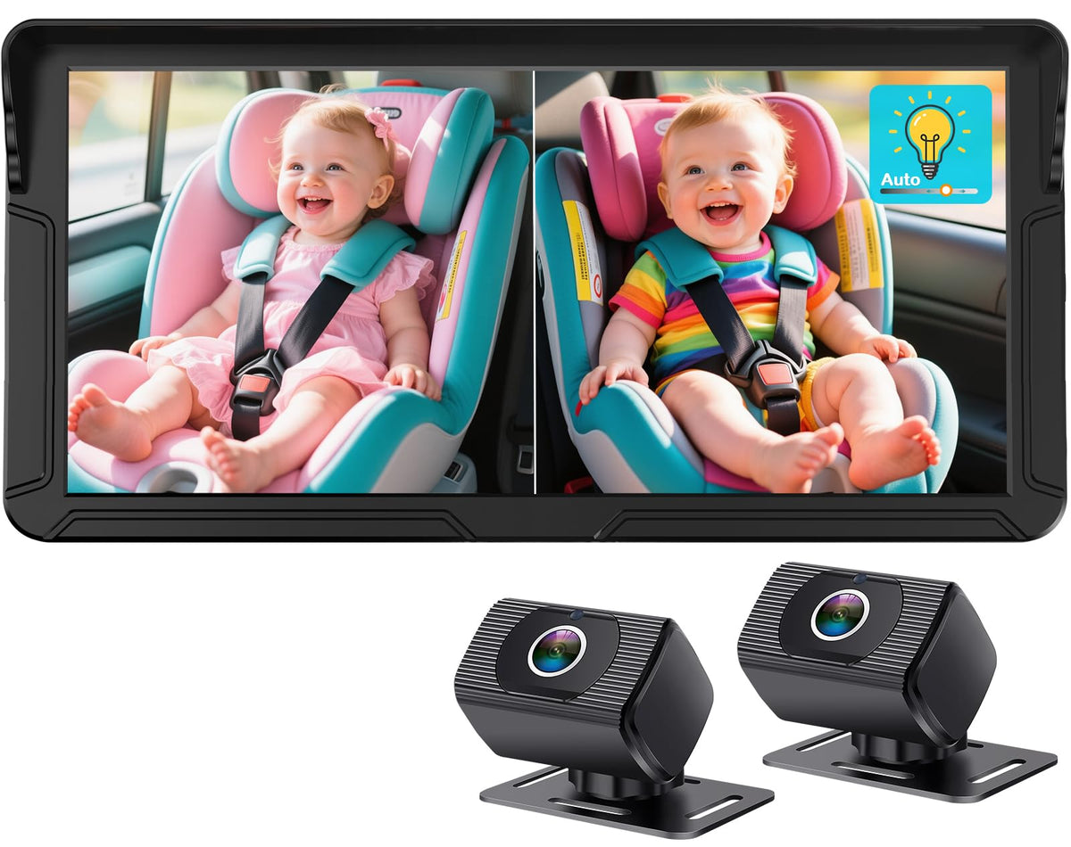 Rohent N20 dual-camera with 6-9 inch HD split screen provides clear twin-seat view