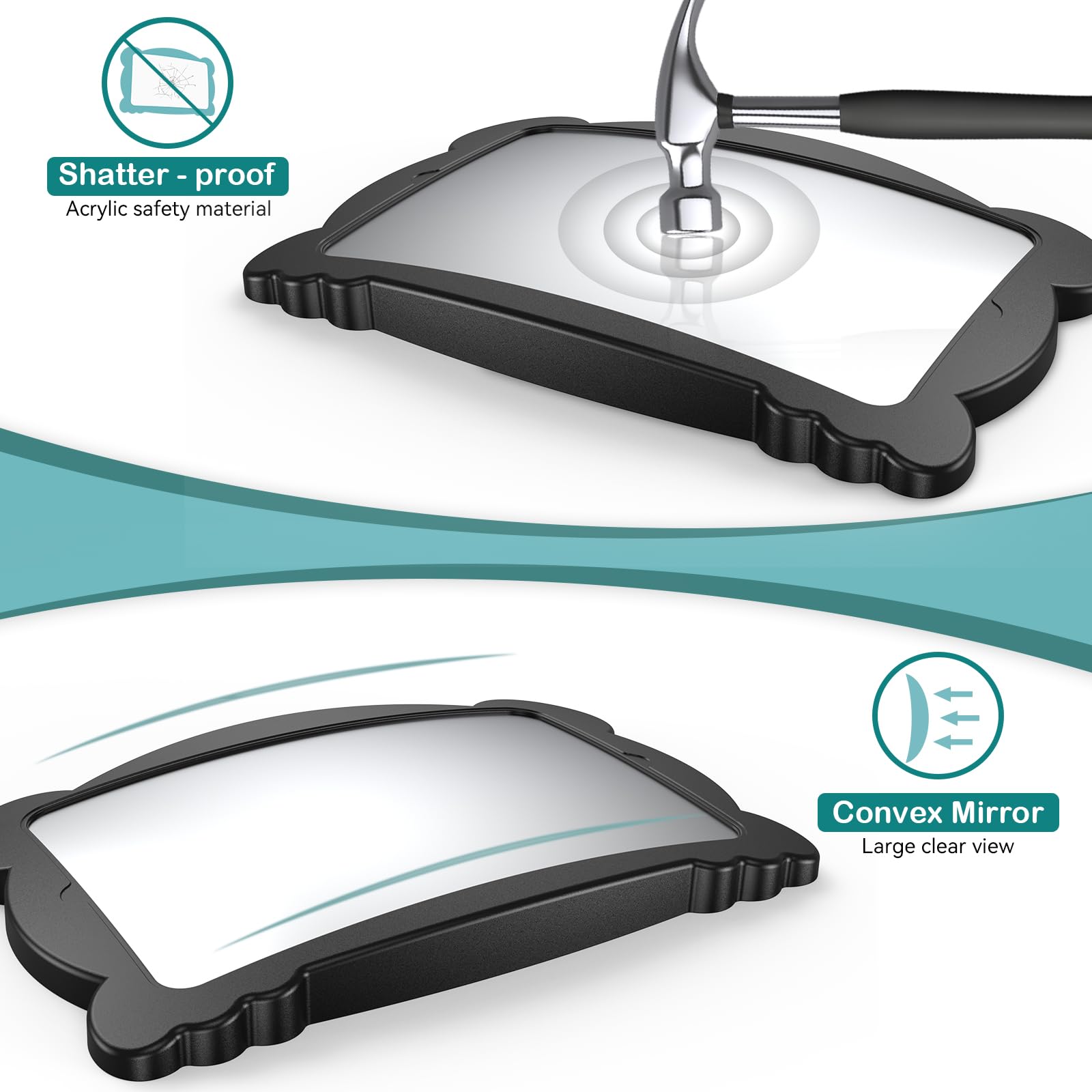 Rohent shatterproof mirror withstands bumps for safe, reliable monitoring during road trips.