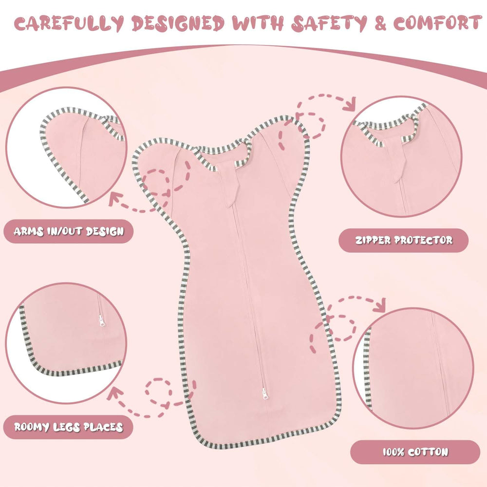 Roksuma newborn swaddle 2-way zipper demonstrates easy diaper changes.