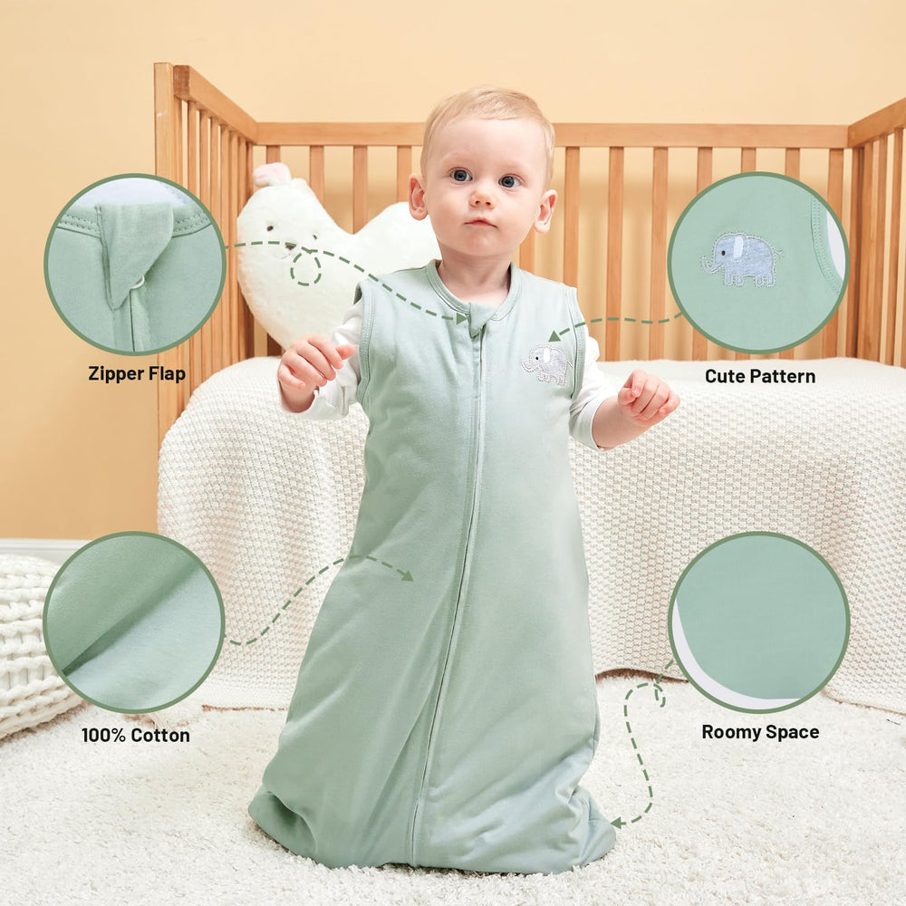 Roksuma growth-friendly sleep sack available in four sizes.