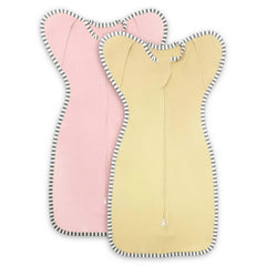 Roksuma transition swaddle arm-up sleep sack 2-pack showing secure, soothing sleep position.