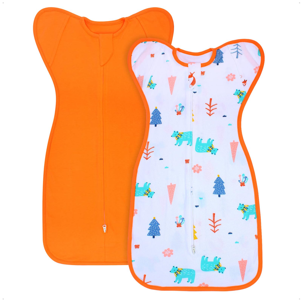 Roksuma Transition Swaddle front view showing snug, secure fit for sleep.