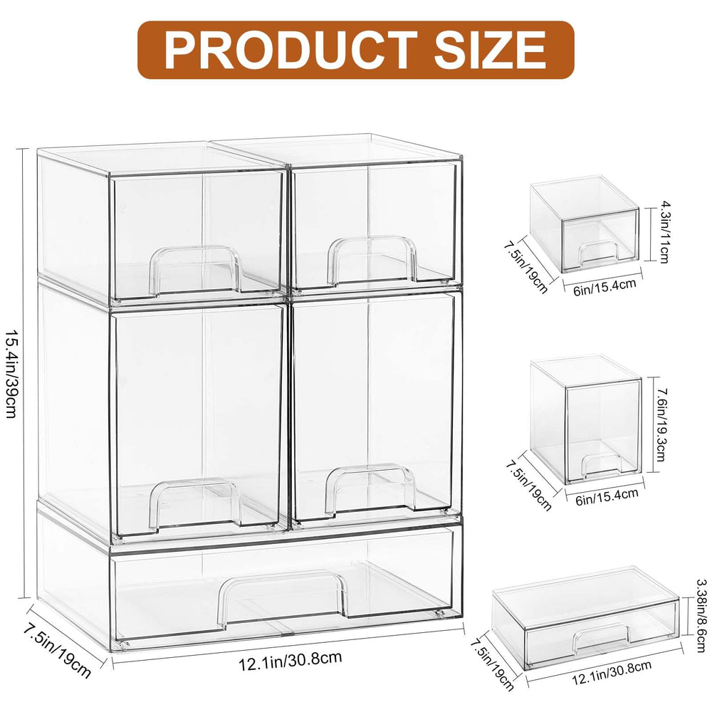 Rolheit clear drawers maximize visibility for quick item checks.