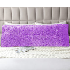ROLJZTY close-up of zipper closure on purple shaggy pillow cover for easy on/off