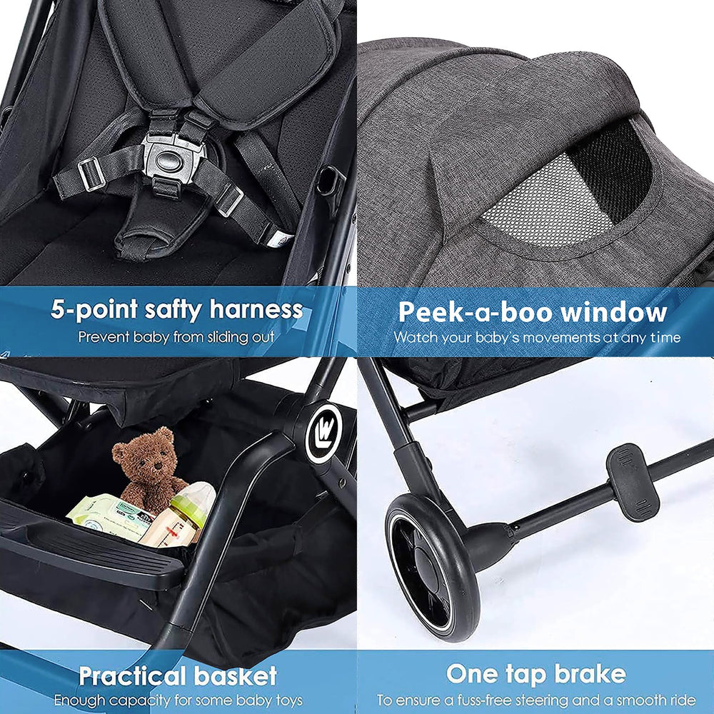 Rollingsurfer Lightweight Stroller removable anti-bite armrest for safety