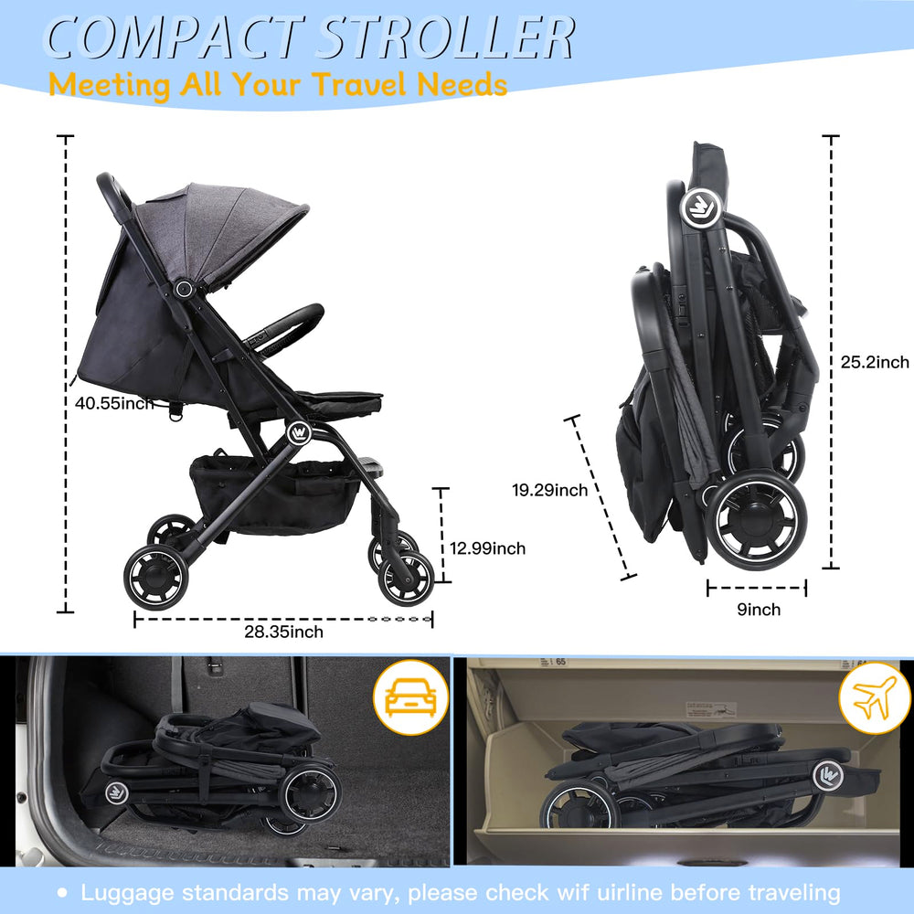 Rollingsurfer Lightweight Stroller open with near-flat recline for newborn comfort