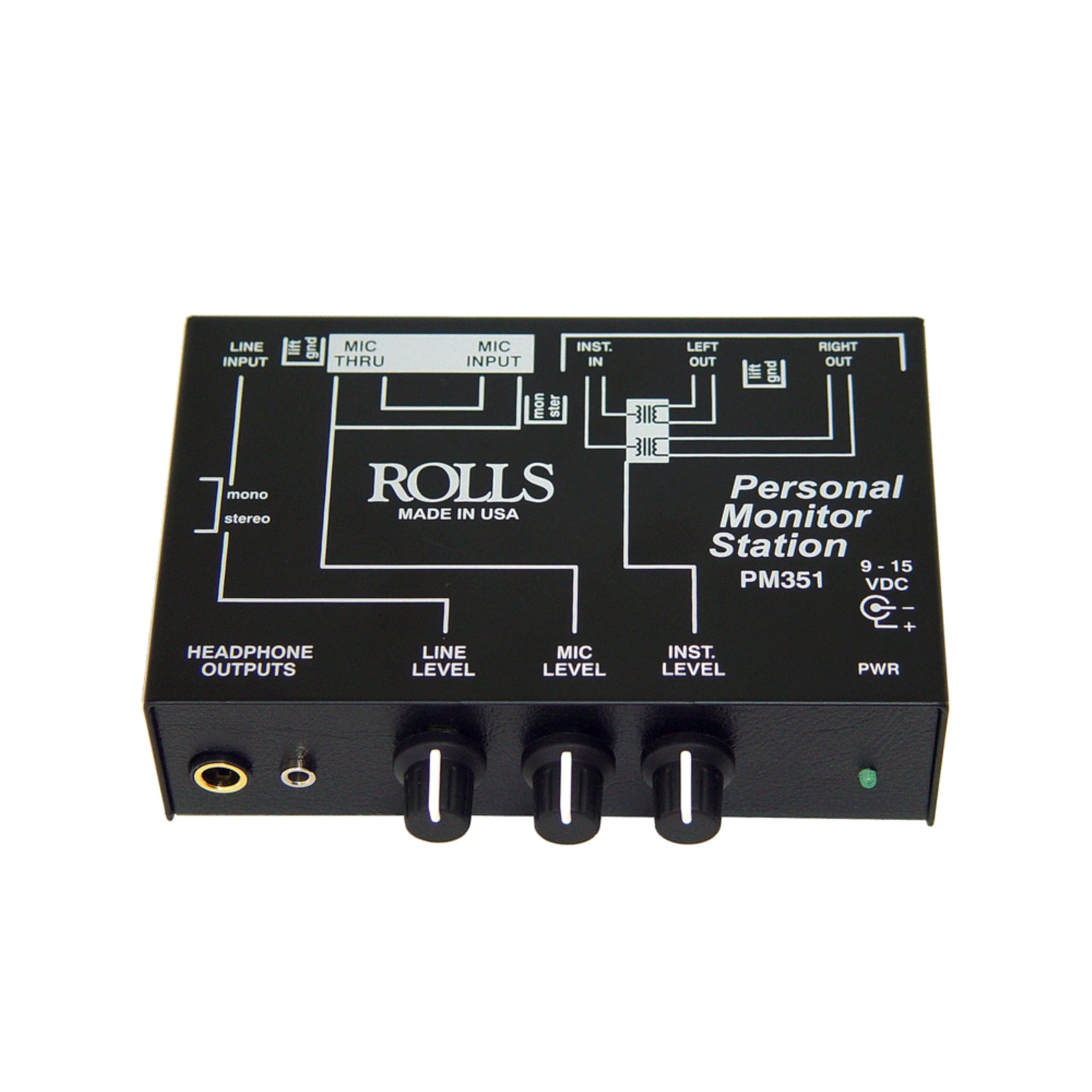 Rolls PM351 front view, compact monitor station for precise audio monitoring.