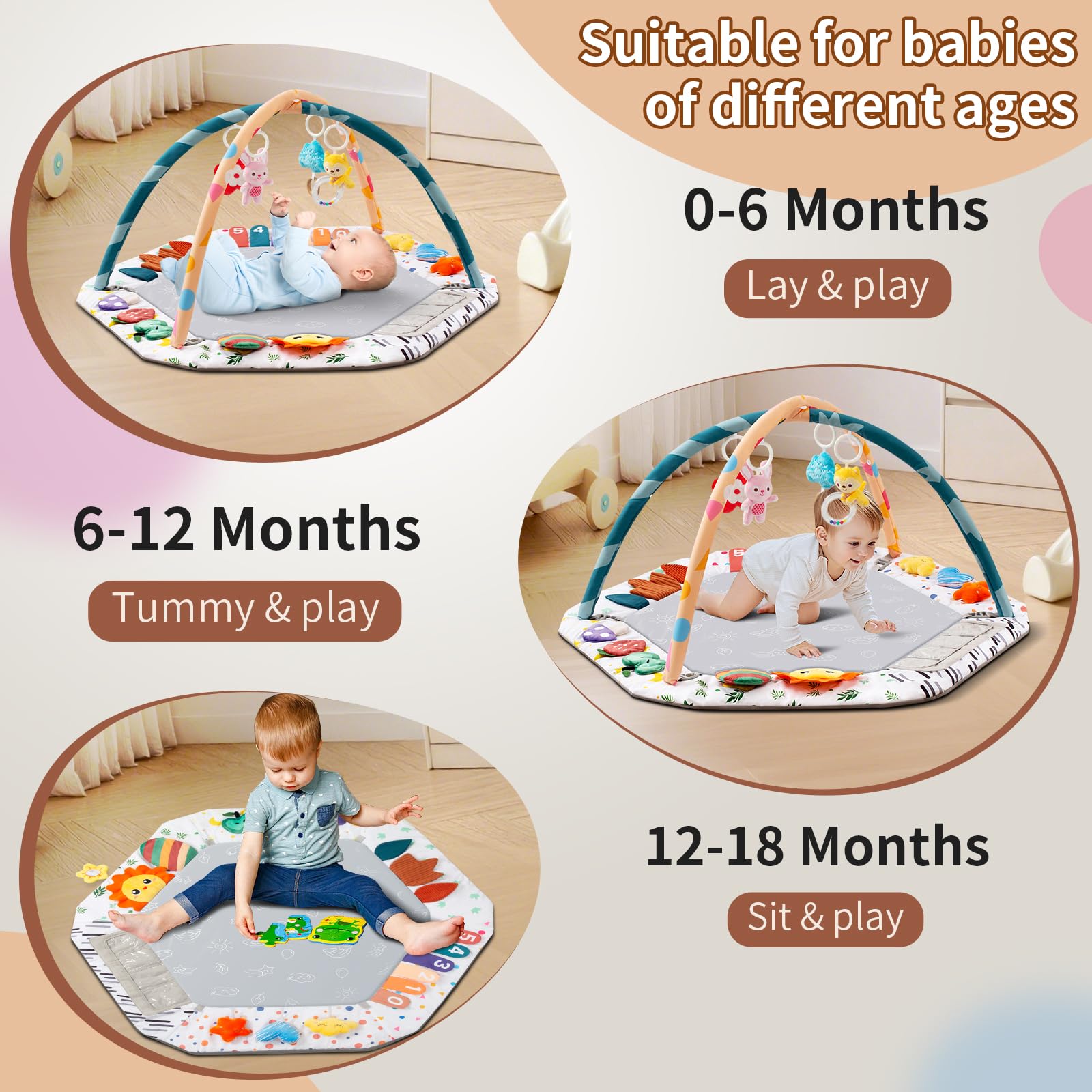 ROMAGIO Soft, breathable fabric mat for gentle, safe playtime