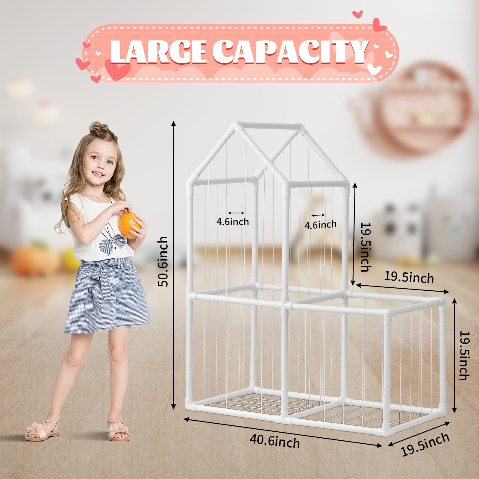 ROMAGIO left compartment stores small and medium plushies for easy access