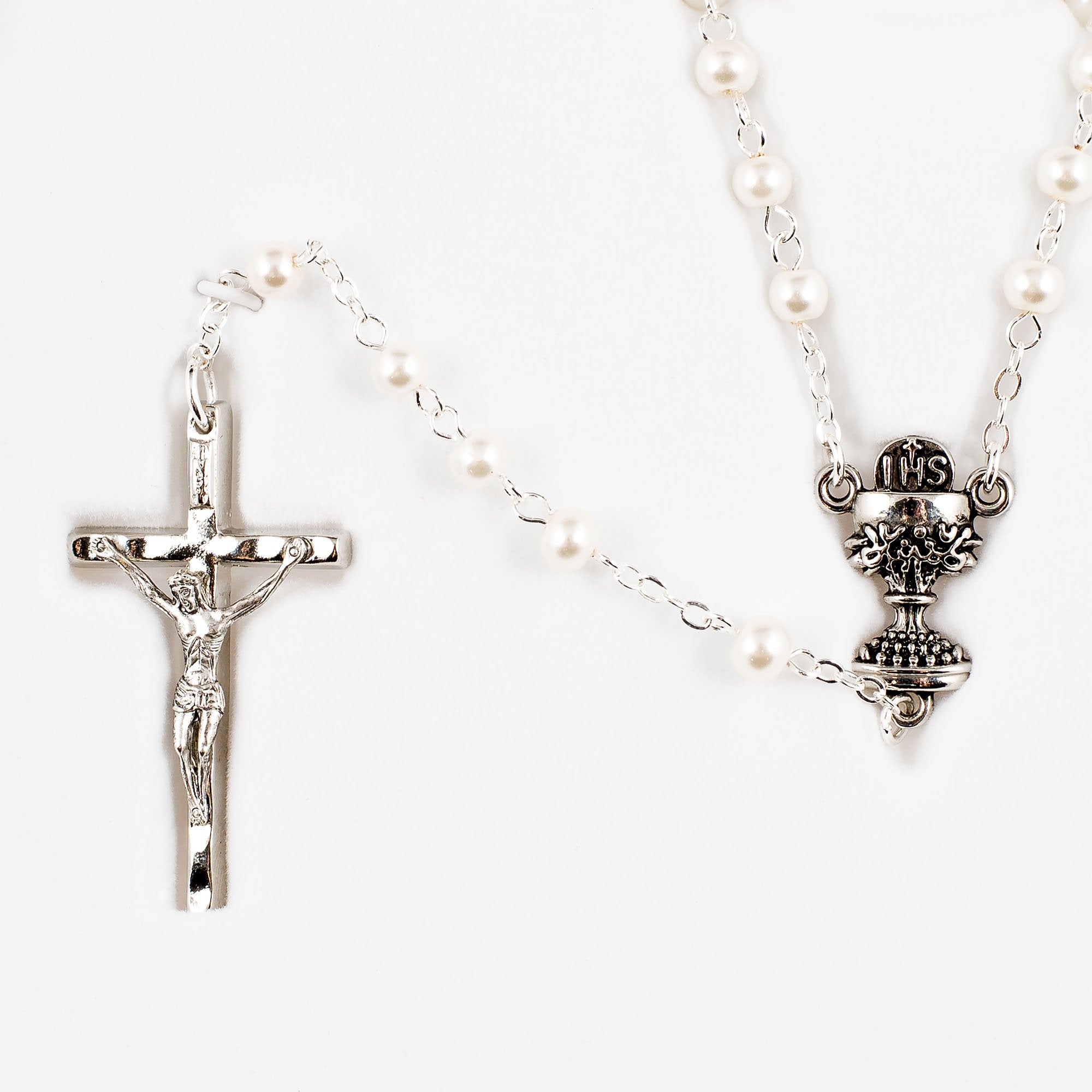 Roman 5-Piece First Communion Gift Set rosary close-up, sacred moments