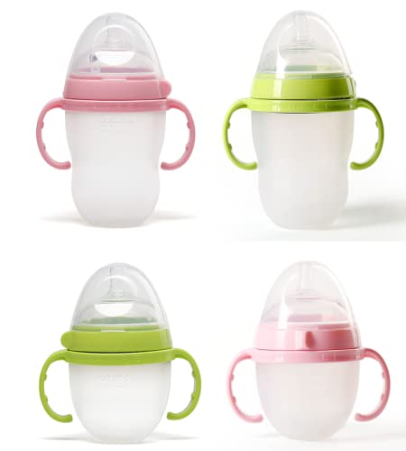 ROMIRUS handles help babies learn independent feeding with the Comotomo bottle.