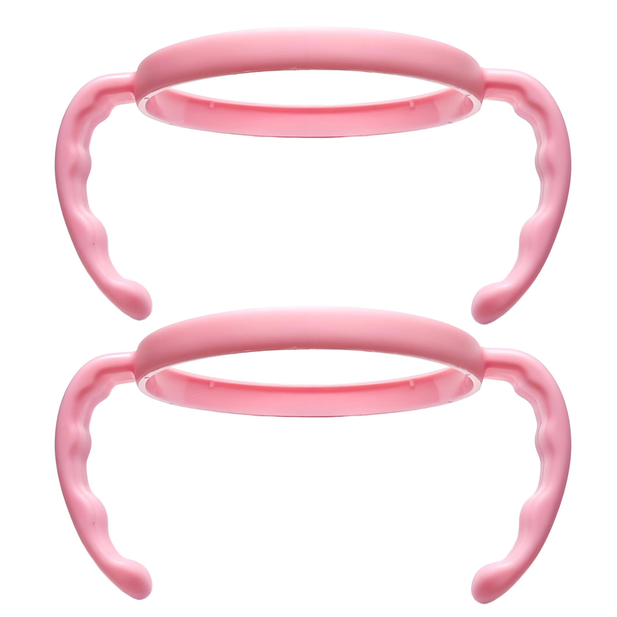 ROMIRUS bottle handles on a Comotomo 5 oz bottle provide a secure grip for little hands.