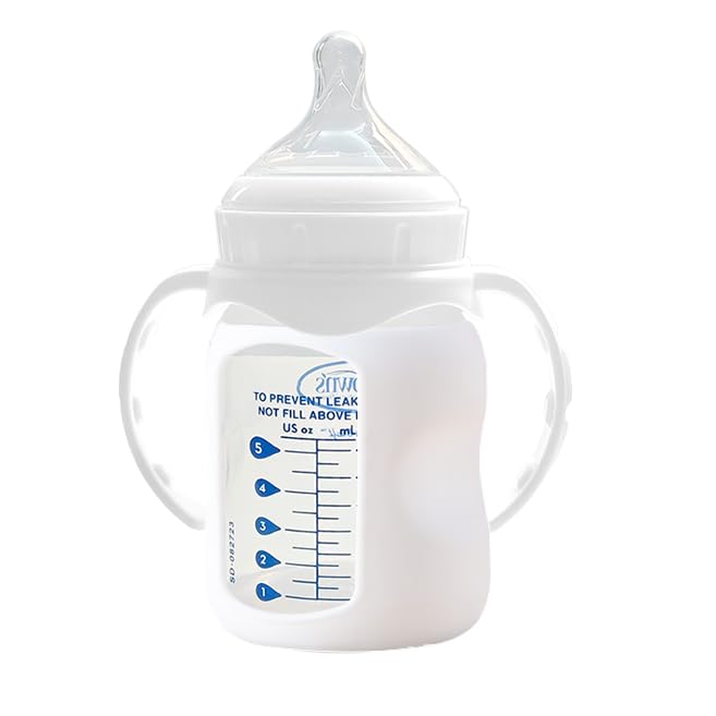ROMIRUS durable BPA-free silicone sleeve provides grip on Dr. Brown's bottles