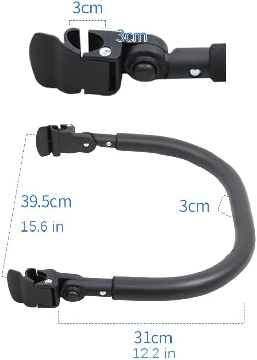 ROMIRUS bumper bar folded with stroller for compact storage.