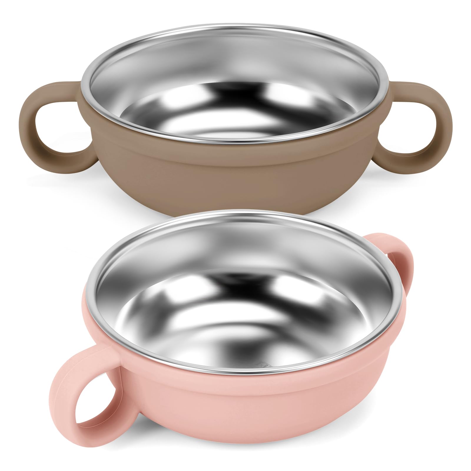 Rommeka 2-pack stainless steel bowls for mess-free meals at home.