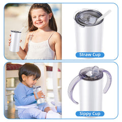 Rommeka sublimation sippy cup blank 4-pack insulated double-wall keeps drinks at temperature.
