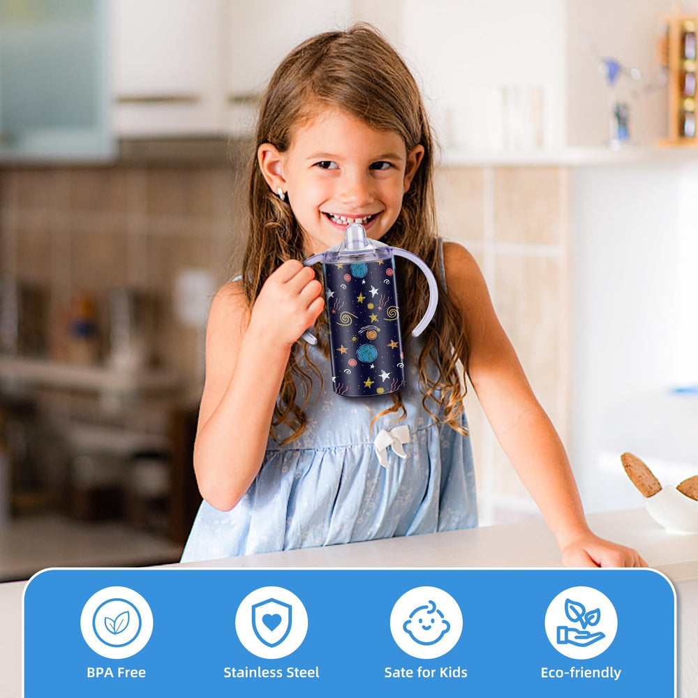 Rommeka sublimation sippy cup blank 4-pack with lid and handle, easy for toddlers.