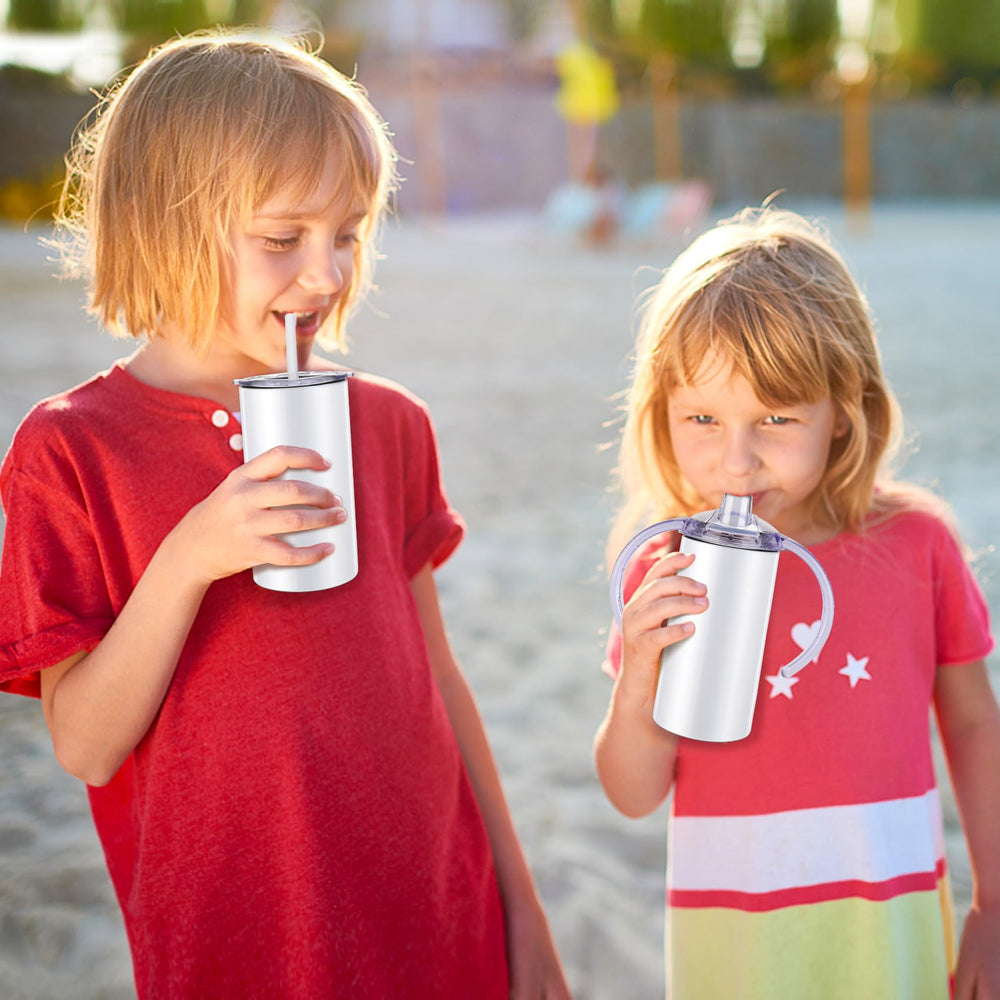 Rommeka sublimation sippy cup blank 4-pack spill-proof lid, mess-free adventures.