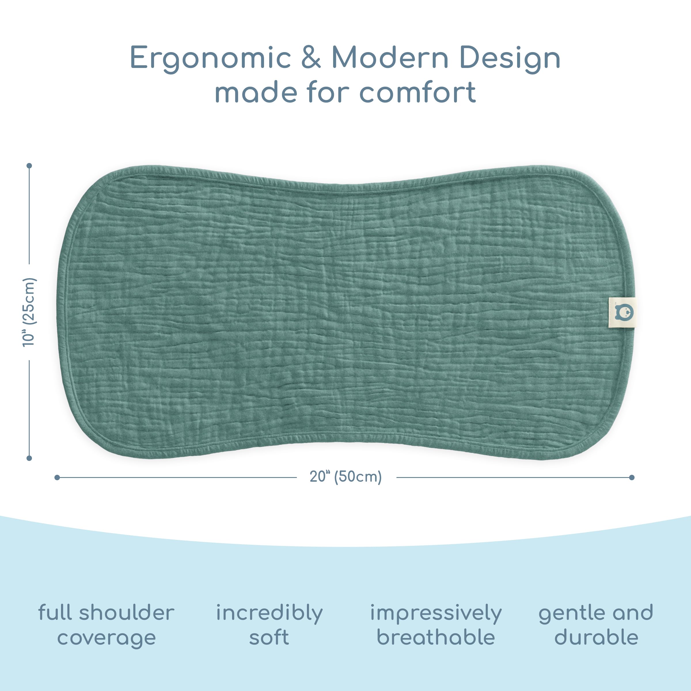 ROMY RO organic cotton burp cloths show multi-layer construction and durable edges.