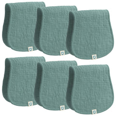 ROMY RO muslin burp cloths teal set, soft absorbent fabric for quick mess cleanup.