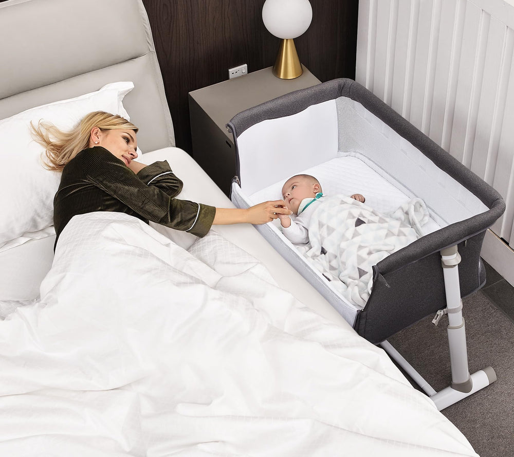 RONBEI Baby Bassinet adjustable height allows seamless bedside care.