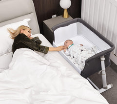 RONBEI Baby Bassinet adjustable height allows seamless bedside care.