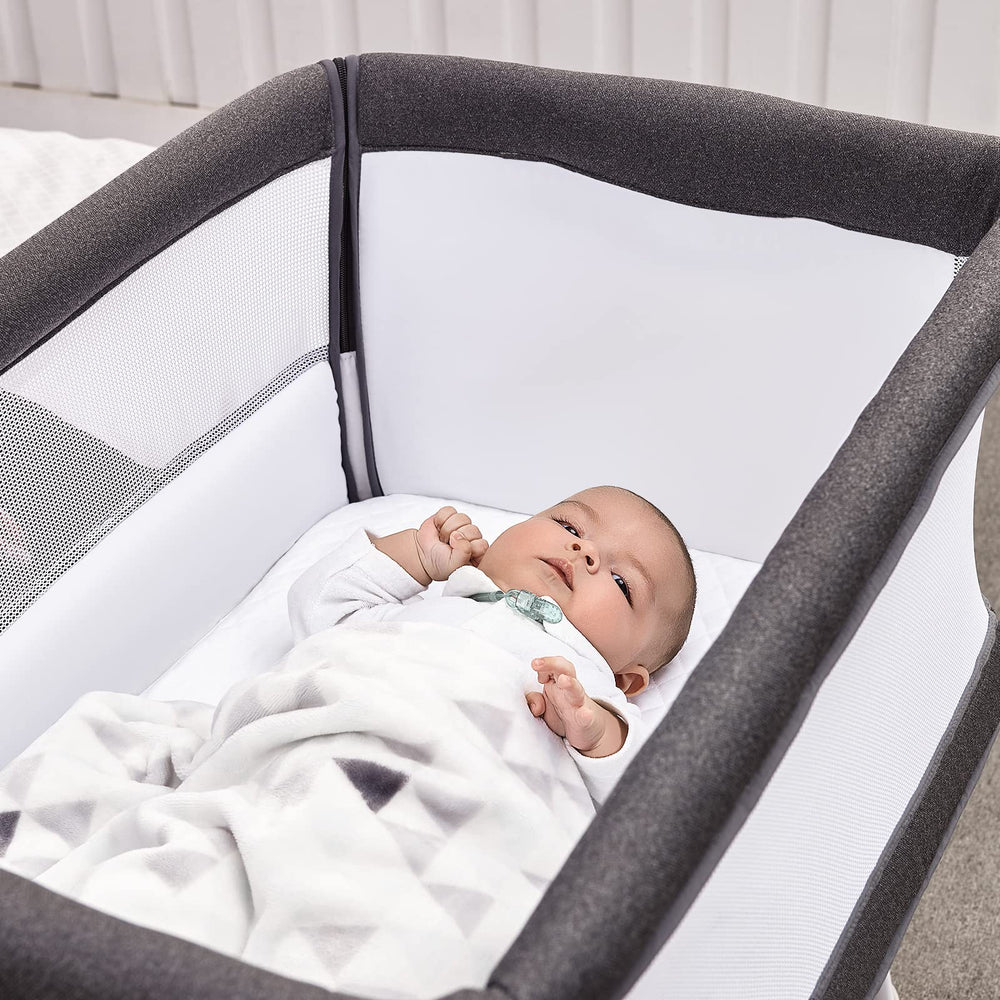 RONBEI Bassinet foldable design for compact storage.
