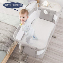 RONBEI Bassinet height-adjustment aligns with your bed for seamless overnight transitions