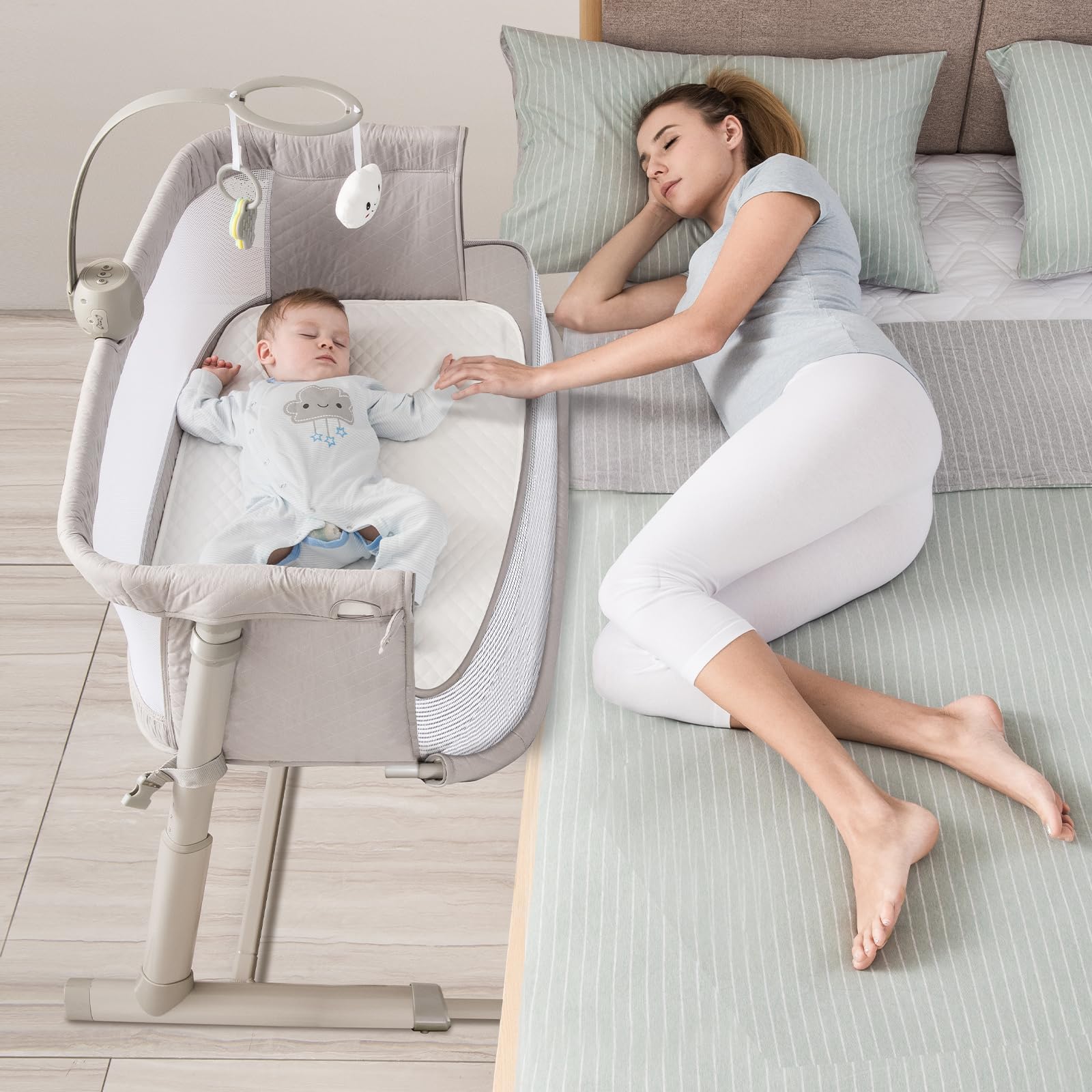 RONBEI Baby Bassinet side-sleeper for convenient nighttime feeding
