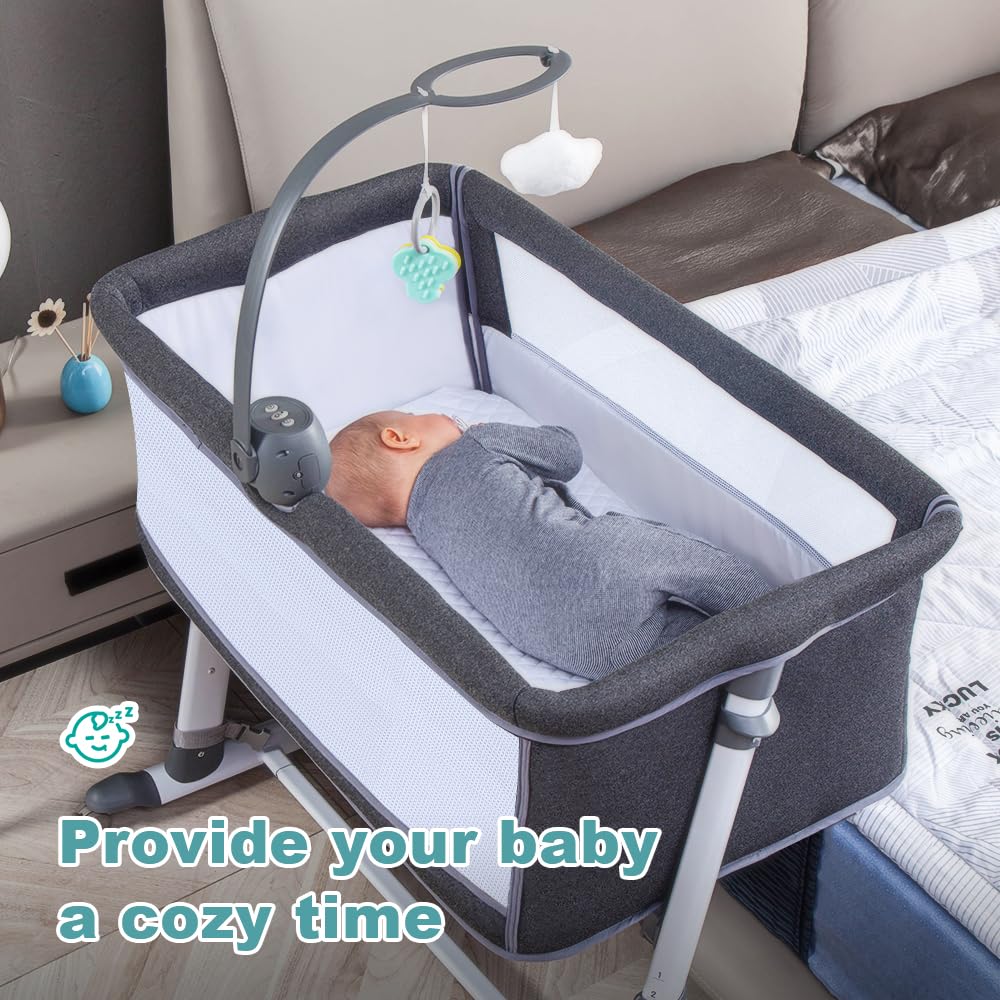 RONBEI bassinet mattress pad and sheet provide a firm sleep surface.