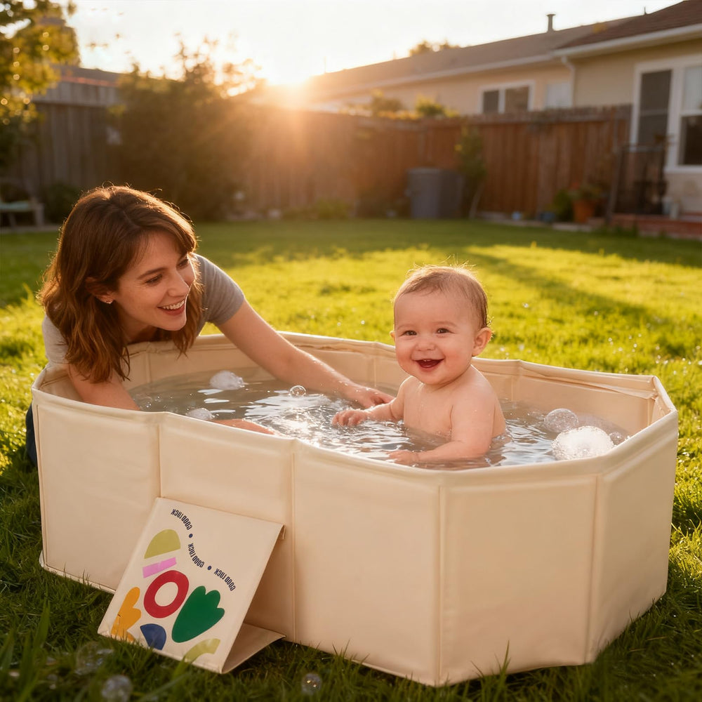 RONBEI collapsible bath saves space when stored between appliances or in a closet