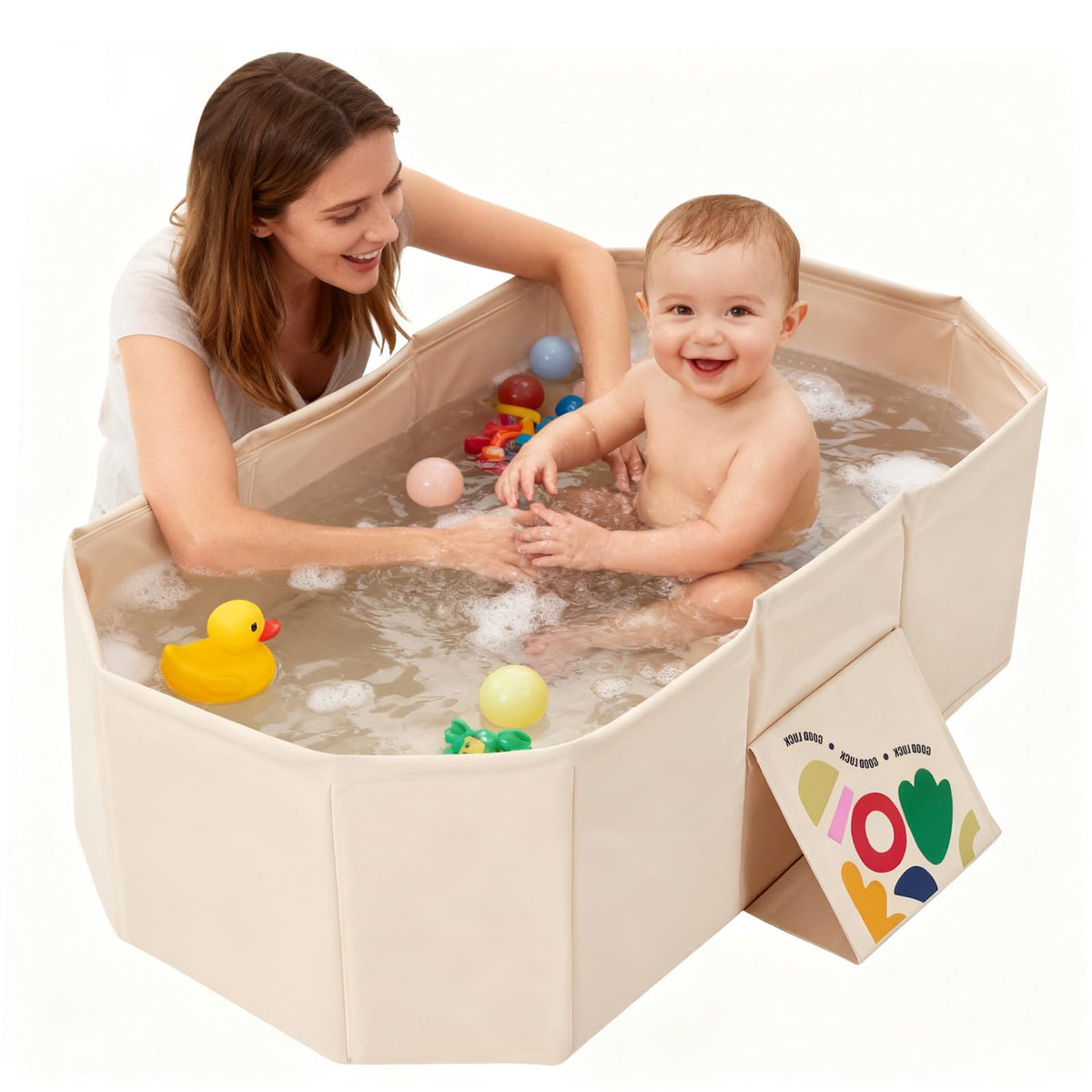 RONBEI foldable baby bathtub with flat profile for easy storage and quick setup