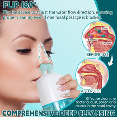 Ronfnea nasal irrigator portable design shown for travel-friendly use.