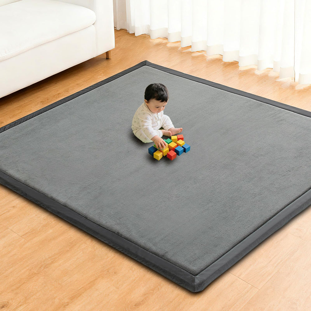 RONGFA baby play mat 50x50 with coral velvet cover offers plush comfort for tummy time.