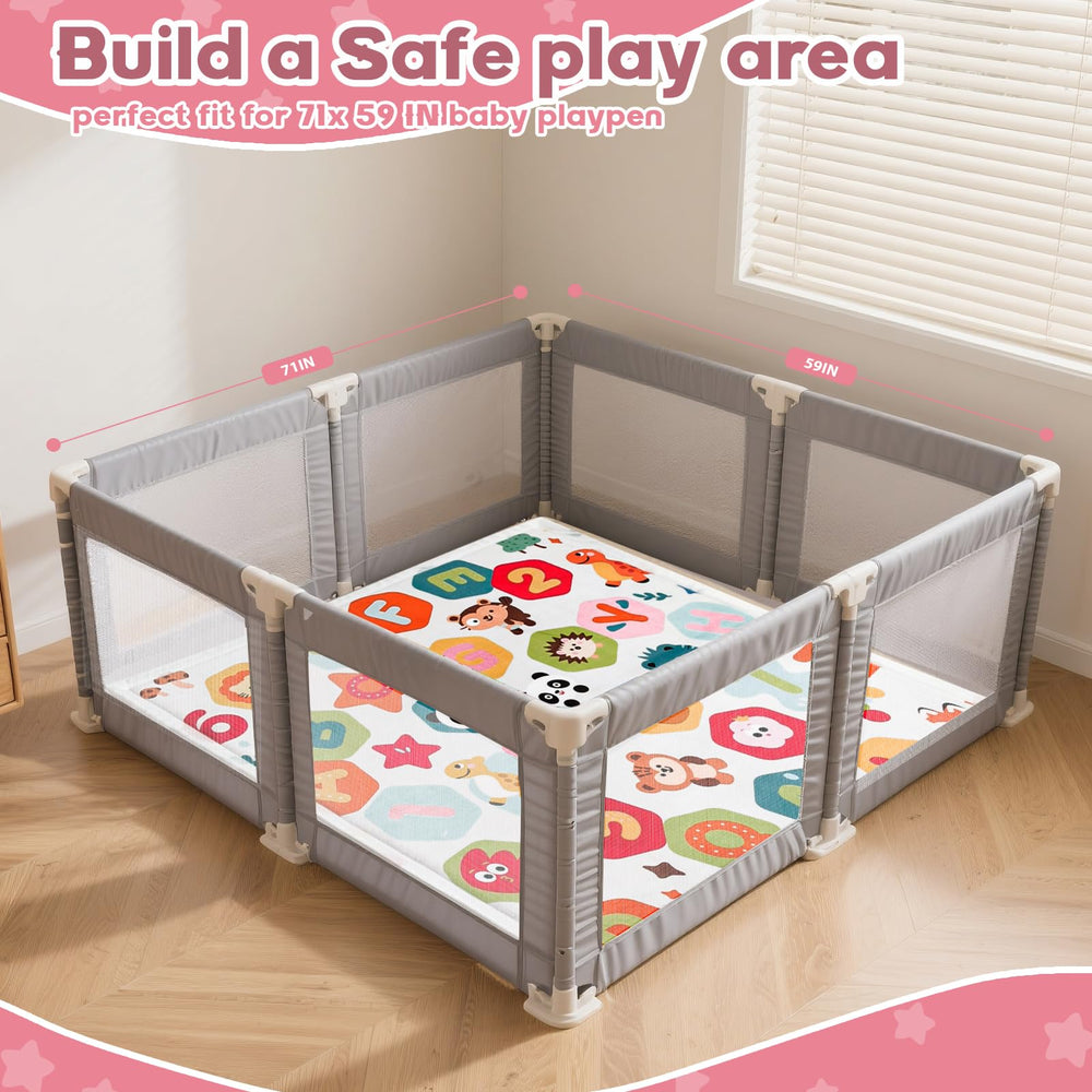 RONGFA 50x50 play mat fits standard playpens and living areas.
