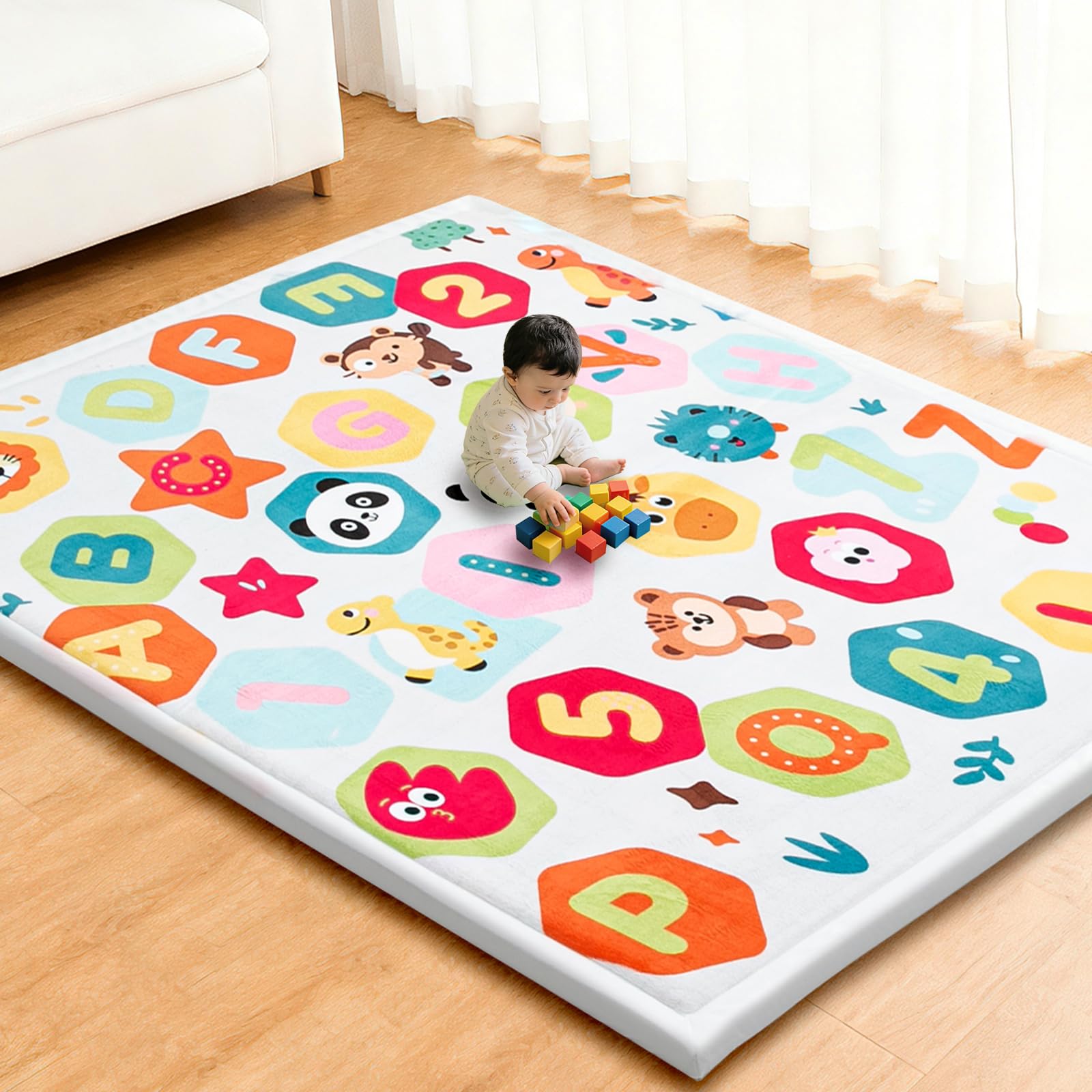 RONGFA baby play mat coral velvet surface with ultra-soft touch