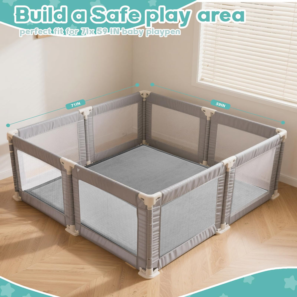 RONGFA large 71x59 inch area supports safe crawling and exploration.