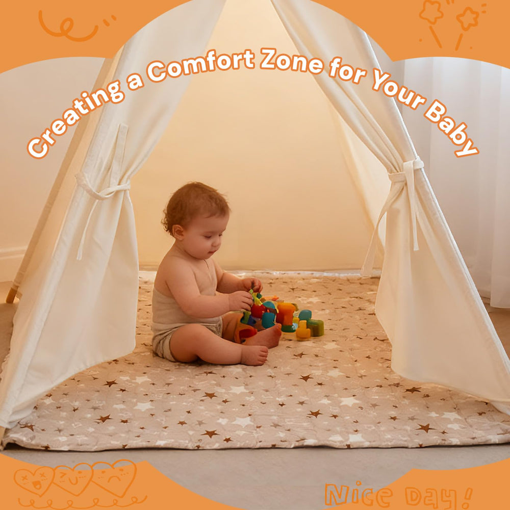 RONGFA Teepee Tent Mat non-slip back keeps mat in place during play